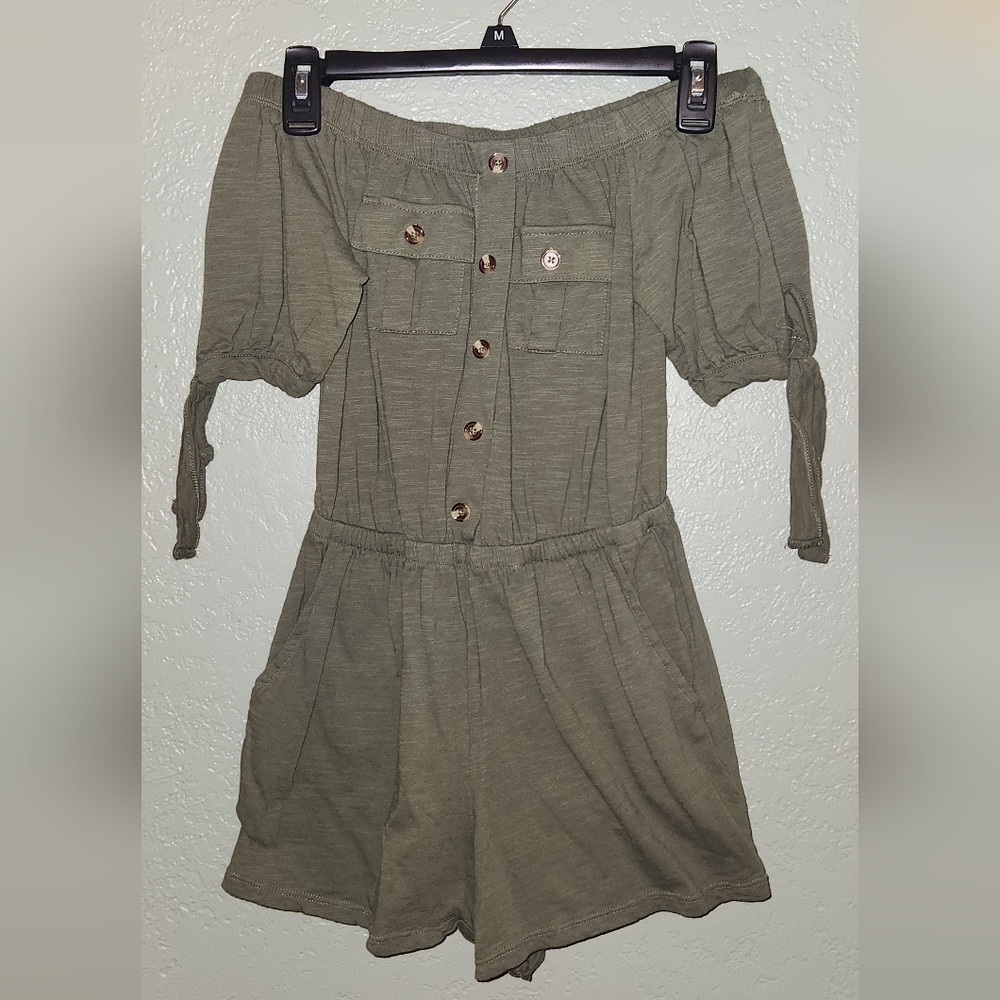 Green strapless junior short jumpsuit - New